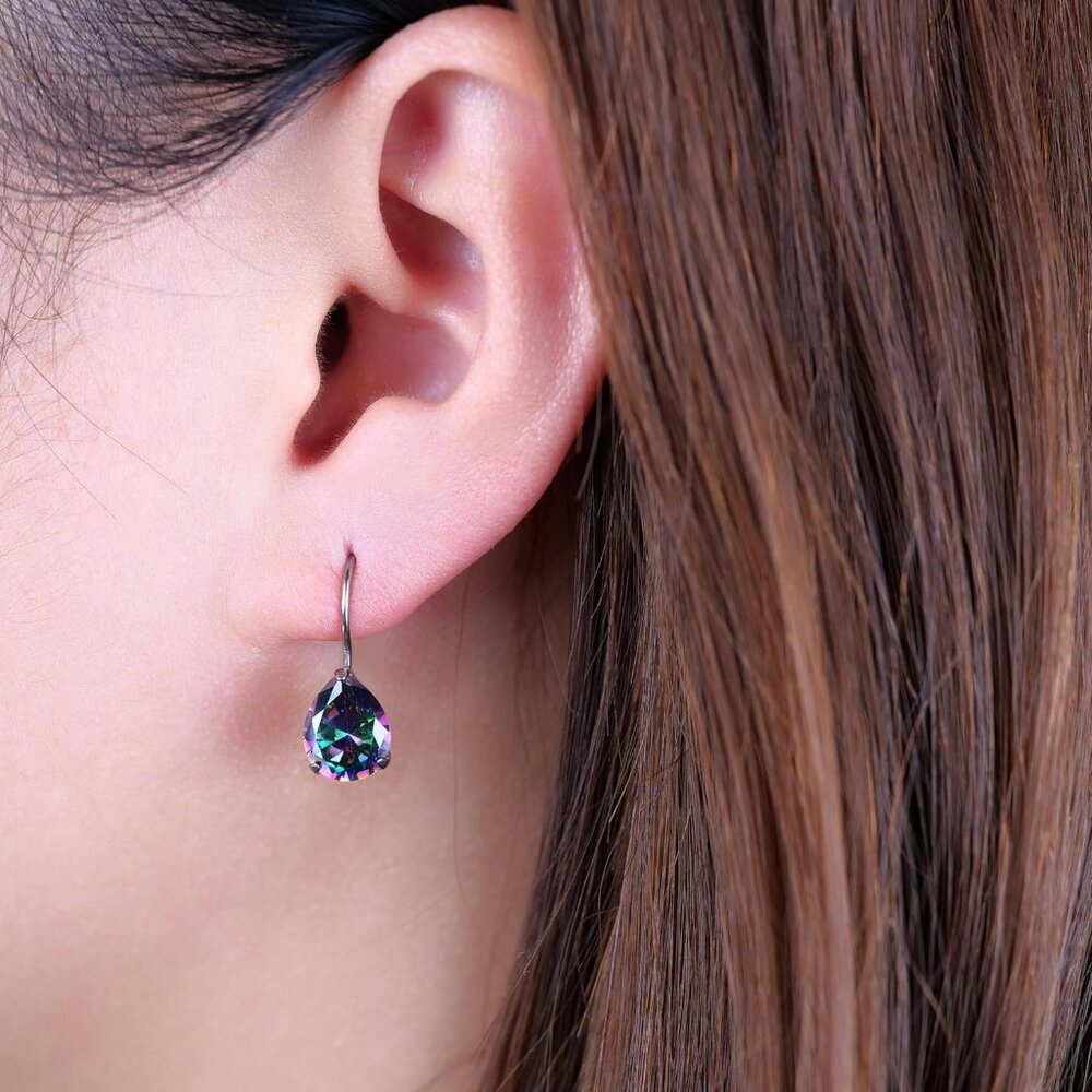 Hypoallergenic Titanium Dangle Hoop Earrings Mult… - image 4